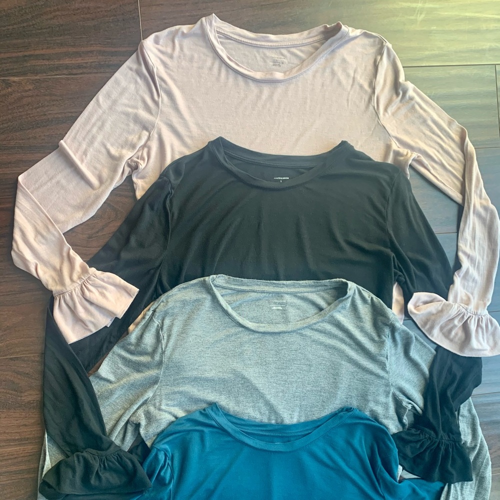 4 14th & Union Flare Cuff Long Sleeve Tops Large